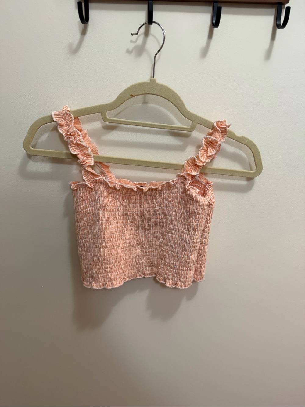 NWT Peach Ruffle Smocked Crop Top